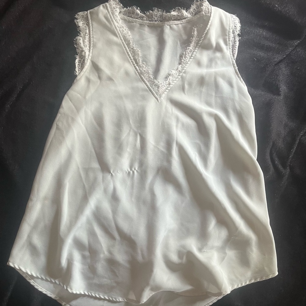 Elegant White Lace Trim Tank Top